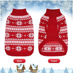 KOOLTAIL Cable Knit Dog Sweater Turtleneck, Cold Weather Pullover Classic Knitwear, Snowflake Pattern Thick Warm Winter Pet Clothes, Dog Christmas Sweater for Small Medium Large Dogs, Red L