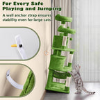 Yaheetech 62.5inches Cat Tree Cat Tower Kitten Condo with Platform & Hammock, Scratching Posts for Kittens Pet Play House with Plush Perch for Indoor Activity Relaxing, Green