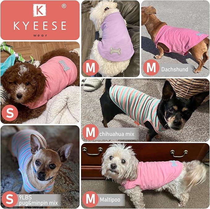 KYEESE 2Pack Dog Shirt, Soft Striped Dogs T Shirts, Lightweight Doggie Tank Top Cat Clothes, Sleeveless Dog Shirt for Small Dogs, Stretchy Pet Vest, Purple+Orange Striped, Small