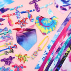 Reginary 120 Pcs Tie Dye Dog Bandanas Bulk Dog Bows Set Bow Ties Cat Scarf Colorful Washable Triangle Pet Kerchief Cute Bib for Summer Small Medium Large Pets Grooming Accessories Costume