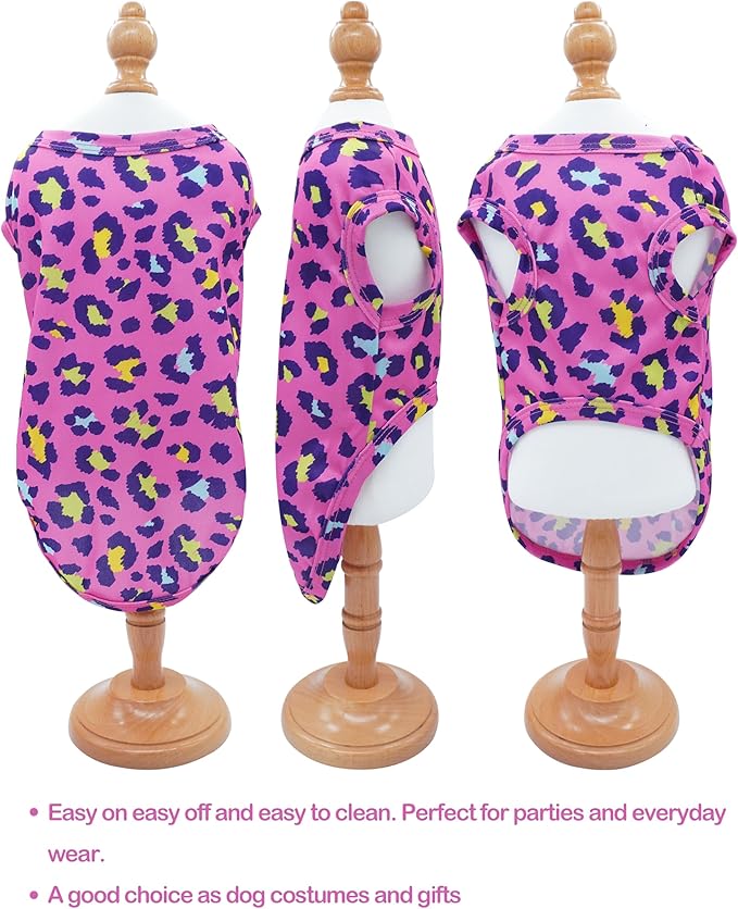 PET SHOW 4 Pack Paw Bone Printed Dog Clothes Shirts Soft Vest Lightweight Sleeveless Cats Doggies T-Shirts Puppies Tank Top Tee for Small Medium Dogs White Black Pink Blue (Small, Pink for Girls)