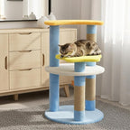 Tangkula Cute Cat Tree, 29 Inch Multi-Level Cat Tower with Jute Scratching Posts, Star & Moon Shaped Platforms, Perch Dangling Toy, Cat Climbing Furniture for Indoor Cats (Blue)
