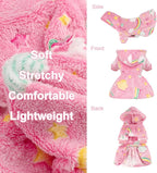 Dog Sweaters for Small Dogs Girl Night Glow Dog Hoodie Warm Fleece Doggie Sweatshirt Cute Puppy Dress Winter Pet Sweaters Doggy Clothes Outfit Apparel for Chihuahua Yorkie, Rainbow, XXS
