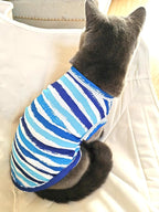 PET SHOW 4 Pack Paw Bone Printed Dog Clothes Shirts Soft Vest Lightweight Sleeveless Cats Doggies T-Shirts Puppies Tank Top Tee for Small Medium Dogs White Black Pink Blue (Medium, Blue for Boys)
