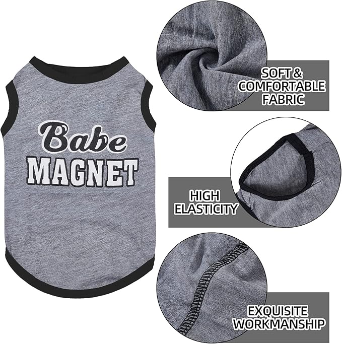 Saintrygo 8 Pieces Dog Shirts Pet Printed Clothes with Funny Letters Summer Pet T Shirts Cool Puppy Breathable Dog Outfit Soft Sweatshirt Cats(Classic Pattern,Medium)