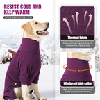 Dog Winter Coat Soft Fleece Pullover Pajamas, Fullbody Dog Cold Weather Jacket, Warm Pullover Doggie Winter Thermal 4-Legged Onesie Jumpsuit,High Collar Snowsuit Sweater for Dogs