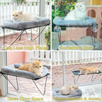 ROOVE Cat Window Perch – Luxury Cozy Hammock with Ultra-Soft Cover, Sturdy Metal Frame & 4 Strong Suction Cups, Durable Window Bed for Large Indoor Cats & Kittens to Lounge, Rest, and Observe (Grey)