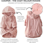 Cooper II Organic Cotton Velour Dog Hoodie Pet Coat for Small, Medium and Large Dogs, Pink, Small