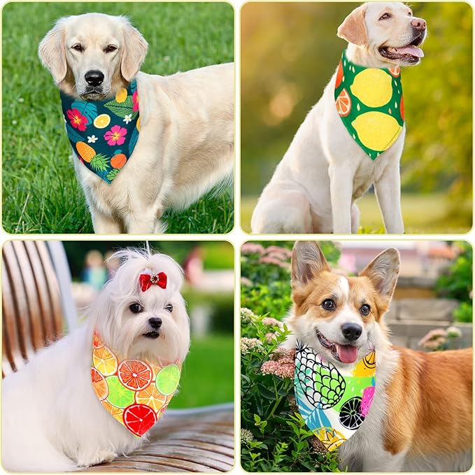 Eccliy 30 Pack Spring Dog Bandanas Bulk Summer Fruit Pet Bandanas Soft Triangle Dog Scarfs Polyester Bandana Pet Costume Cute Scarf Bibs with Flowers Patterns for Medium Large