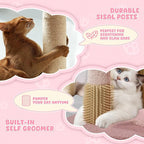 Magshion 33" Flower Cat Tree for Indoor Cats, Compact Cat Tower with Condo, Scratching Posts, Flower Perch & Dangling Toys for Kittens & Small Cats, Cute Cat Furniture Stand, Pink