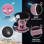 NESTROAD No Pull Dog Harness,Adjustable Oxford Dog Vest Harness with Leash,Reflective No-Choke Pet Harness with Easy Control Soft Handle for Large Dogs(Large,Pink)