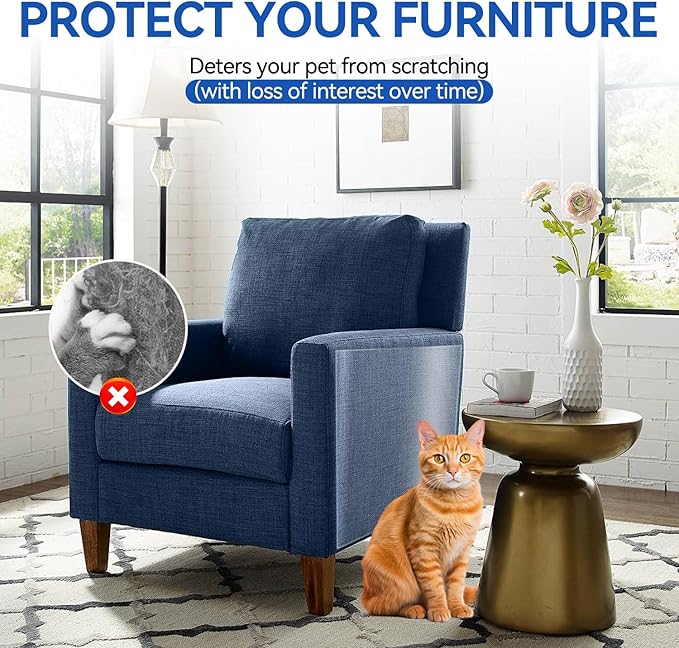 Cat Scratch Furniture Protector - Couch Protector from Cat Claws, Plastic Cover Adhesive Clear Flexible Sofa Guard, Single Side Sticky Deterrent Training Tape - Easy to Apply, 11.8 in × 196.8 in