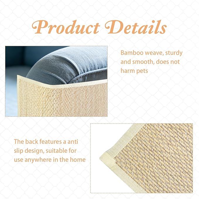 3 Pcs Cat Scratch Furniture Protector Mat 19.7 x 31.5 Inch Cats Pet Scratching Pads Sofa Couch Protector for Chair, Sofa, Couch, Easy Installation
