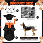 5 Pcs Dog Graduation Costume Set Include 2026 Pet Graduation Gown with Stole Puppy Grad Cap Lensless Glasses DIY Letter Stickers for Dogs Cats Holiday Costume Accessory(Black Orange,XL)