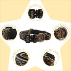 Heavy Duty Dog Collar with Unique Leopard Totem Design Adjustable Durable Nylon Collar, Metal Buckle for Large Dogs Bold Style for Training & Outdoor Adventures (Ethnic M)