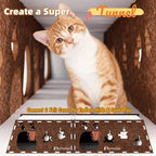 2-Story Large Cat Condo for Indoor Cats with Catnip Toy, Felt Cat Cave House with Scratching Tunnel, No-Tool Assembly Warm Silent Cat Bed for Multi-Cat Households, Durable and Washable, Coffee