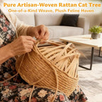 Modern Cat Tree Tower for Large Cat with Scratching Post for Indoor, 46 inch Multi-Level Cat Tower with Handwoven Beds, Cat Cave, Dangling Balls