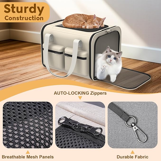 Cat Carrier Soft Airline Approved - Small Dog Travel Carrier Bag for Pets Up to 15Lbs, Breathable & Comfortable Pet Carrier for Cats & Small Dogs, TSA Approved for Airplane, Car, Camping, Vet Visits