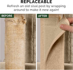 Furhaven Wrap Around Scratching Post Cover for Indoor Cats, Fits Posts Up to 3.5" Diameter, Durable & Less Mess - Tiger Tough Carpet Scratch Mat - Cream, Large