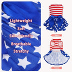 PUPTECK Print Dog Dress Pet Apparel for 4th of July with Cute Bowtie Puppy Clothes Outfit, Flag, M