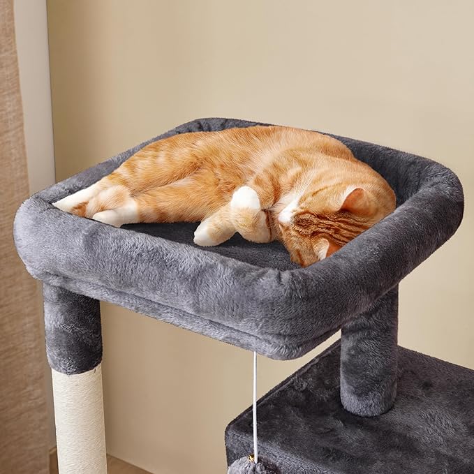 Yaheetech 42in Cat Tree Tower with Scratching Posts, Plush Condo, Ramp & Perch, Multi-Level Climber for Indoor Cats & Kittens, Dark Gray