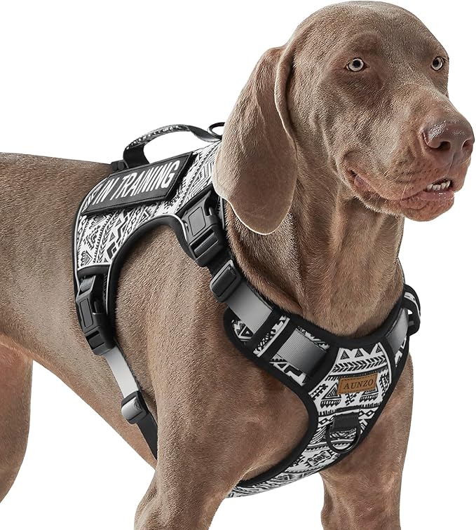 Tactical Dog Harness for Extra Large Dog Breeds, No Pull Adjustable Pet Harness with Handle, Reflective K9 Military Service Dog Vest for Walking Hiking Training, Black Ethnic, XL