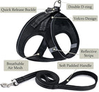 BOOMIBOO Dog Harness with Leash Set, No Pull Adjustable Reflective Step-in Puppy Pet Vest Harnesses for Small Medium Large Dogs and Cats,Black S