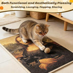 Mona Lisa Sisal Black Cat Scratcher Pad for Indoor - Wall Mounted 24x16 Inch Scratching Mat with Adhesive Hook Loop Tape Protect Couch Carpet Durable Cat Wall Scratcher for Furniture Protect