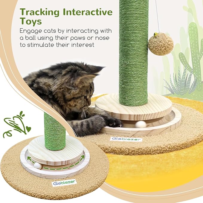 Globlazer Cactus Series Combination 76-inch Tall Cat Tower for Indoor Cats and 30-inch Scratching Post for Cats