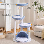 HITTITE Modern Cat Tree Tower with Scratching Post, 46 Inches Tall Cat Towers with Woven Cat Nests and Cave, Multi-Level Cat Tree With Removable Cushions and Massage Brush for Indoor Cats Large Adult.