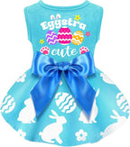 Dog Easter Outfit - Cute Happy Easter Day Dress - Bunny Eggs Easter Dog Cat Clothes - Pink Tulle Pet Doggie Apparel - Outfit with Bowknot - Small Dogs Puppy Cat Girl Costume