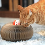 Organlada Cat Scratcher Cardboard with Bell-Ball, Foldable Slinky Cat Scratch Pad, A Magic Organ Cat Butler Toy for Cat Scratching, 1pcs