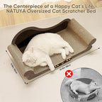 NATUYA Cat Scratcher Cardboard Lounge Bed, 26" Extra-Large Cat Scratching Board, Durable Indoor Cats Scratch Sofa, Furniture Protector, Modern Stylish Cats Bed