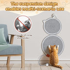 25.6 Inch Large Scratching Mat for Indoor Cats Natural Cotton Rope Flat Scratcher with Ear Hooks and Ball Toy Cat Scratch Rug Pad for Wall, Couch, Carpets, Sofas(Light Gray)