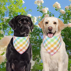 Spring Dog Bandana Small 1PCS, Colorful Plaid Dog Bandana, Easter Scarf for Boy and Girl, Summer Durable Triangle Reversible Bibs for Puppy Pet