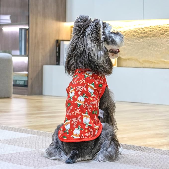 CuteBone Dog Christmas Shirts 2-Pack Soft Pet Clothes Breathable Summer Vest for Small Puppy and Stretchy Cat Apparel 2BX16XS
