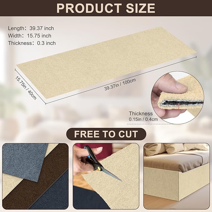 Cat Scratch Couch Furniture Protector, Self-Adhesive & Cuttable Furniture Scratch Protector Pad, Wear-Resistant Wall & Sofa Guard, Multi-Functional Cat Scratcher Khaki
