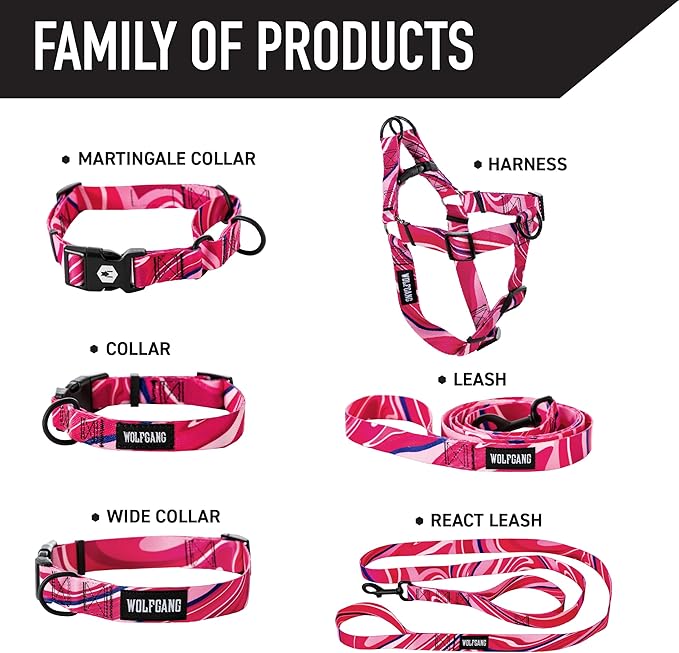 Wolfgang Heavy Duty, Adjustable Dog Collar with Quick Release Nylon Buckle for Walking & Training, MarbleSwirl Print, Large