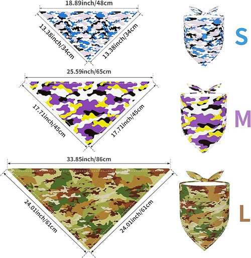 10PCS Dog Bandanas Camouflage Camo Military for Large Extral Large XL XXL Breed Dog Pink Purple Yellow Blue Kerchief Triangle Bibs Head Scarves for Boys and Girls Grooming Costume