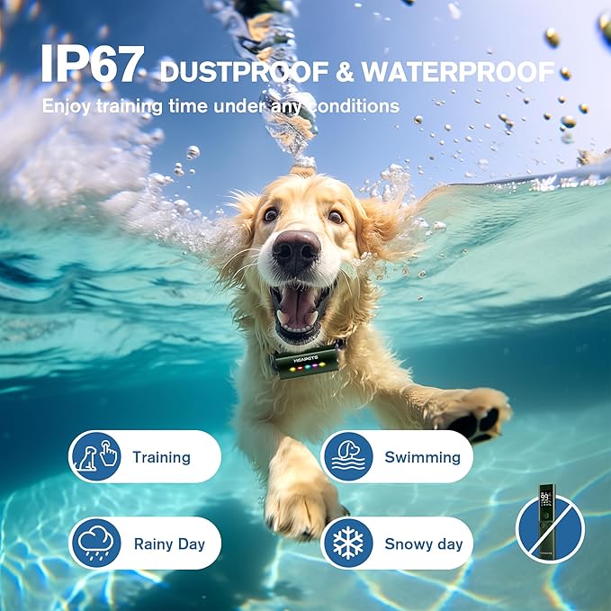 Dog Training Collar with Remote Control, 1600FT Electric Collars for Dogs 8-120 LBs, IP67 Waterproof Collar with Safe Static, Beep, Vibration, Rechargeable E-Collar for Small Medium Large Dogs, Green