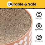 Oval Cat Scratcher Bed, 2-in-1 Cat Scratching Board, Natural Corrugated Cardboard Scratch Pad Lounge, Sealed Base Traps Debris,No Assembly Kitty Furniture,Stylish Colors Blends Any Home Decor
