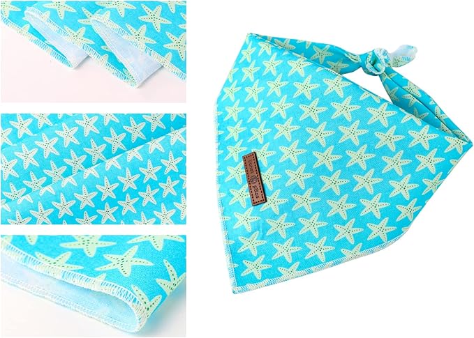 Lionet Paws Summer Dog Bandanas 2 Pack, Washable Triangle Bibs Scarves, Adjustable Triangle Holiday Scarves for Medium to Extra Large Dogs