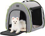 PETSFIT Collapsible Dog Crate, Travel Dog Crate - 19 Inch Lightweight, Roomy, Easy to Set Up, Sturdy Soft Dog Kennel with Thick Mat, Gray