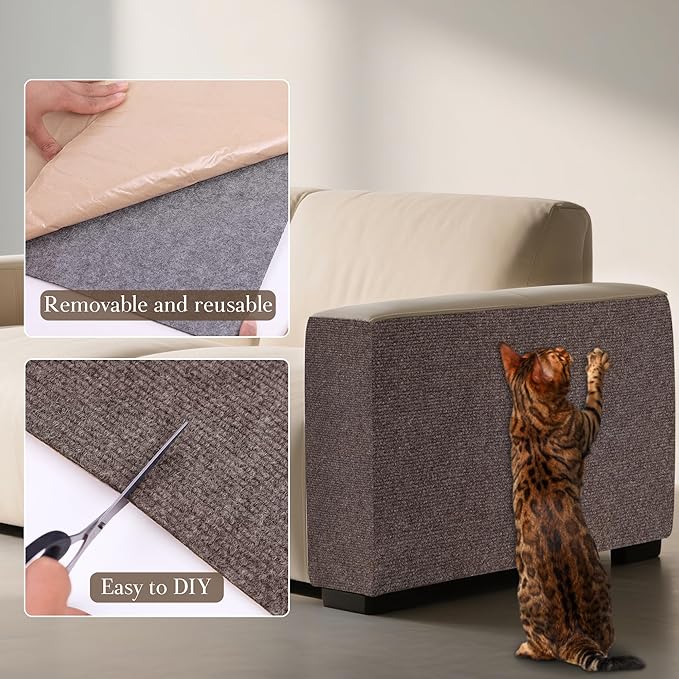 2 Pack Cat Scratch Furniture Protector Trimmable DIY Climbing Scratching for Indoor Couch Protector from Cat Claws, Walls and Tower Replacement (Brown, 15.7'' x 39.3'')