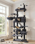 Hey-brother Cat Tree Tower, Sturdy Multi-Level Scratching Posts with Extra Supporting Part, 5 Teaser Toys, 2 Condos, Large Bed, Hammock, Scratch Baord for Indoor Cats, 82.7 Inches, Smoky Gray MPJ082G