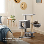 Feandrea Cat Tree, Small Cat Tower, 33.1-Inch Cat Condo with Basket, Cat Cave, Removable Washable Cover for Top Perch, for Small Spaces, Light Gray UPCT142W01