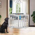 Freestanding Dog Gate Indoor,Doggie Gate Foldable Pet Gates for Doorways,Stairs or Hallways, Wooden Grey Pet Gate for the House, Pet Fence with Support Feet Included,24 "Height-2 Panels