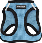 Best Pet Supplies - All Weather Mesh / Plush, Reflective, No Pull Harness for Small, Medium Dogs, Cats - Secure with Hook & Loop Fastener, Buckle, Double D-Rings - Baby Blue/Black Trim, S
