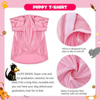 Dog Graduation Cap and Gown, Dogs Cats Graduation Holiday Halloween Costume Accessory(Pink,X-Large)