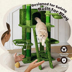 71" Tall Cat Tree for Large Cats, Multi-Level Heavy Duty Cat Tower with Sisal Scratching Posts & Extra Large Condo, Sturdy Wood Cat Climbing Stand for Indoor Big Cats, Modern Pet Furniture (Green)